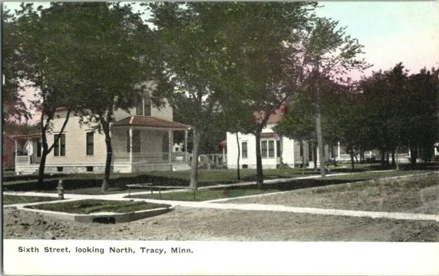 EARLY 1900'S. 6TH ST. LOOKING NORTH. TRACY, MN POSTCARD s3