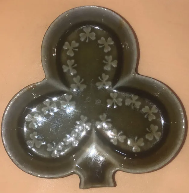 Wade Coarnagh Shamrock Green Trinket Dish Made in Ireland Three Leaf Clover Nice