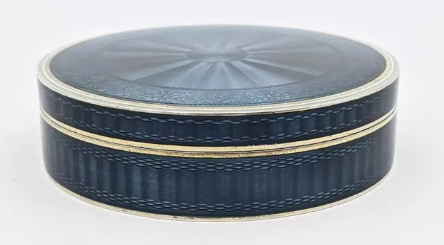 STUNNING FRENCH GUILLOCHE ENAMEL SOLID SILVER BOX c1920's 3