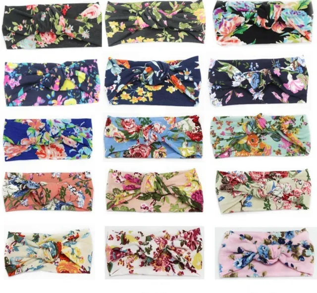 Women Girl Soft Floral Turban Twist Headband Head Wrap Twisted Knotted Hair Band