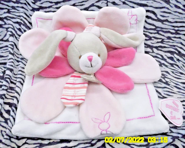 🐞 Doudou Et Compagnie Lapin Celestine Rose Blanc Petale 30Cm Etat Neuf