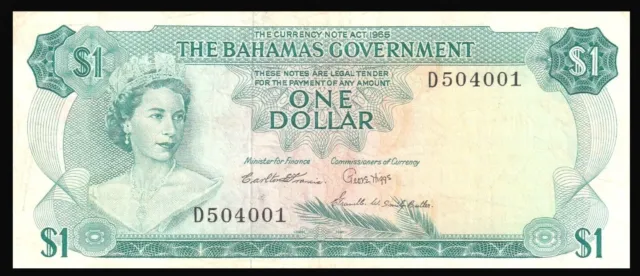 🇧🇸 Bahamas , Government Of The Bahamas P18b 1965 $1 DOLLAR QE II * RARE ! Bank