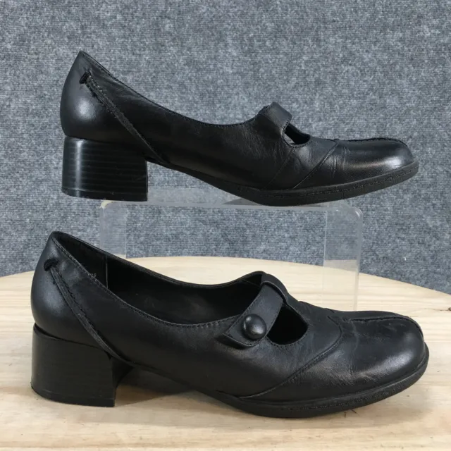 Merona Shoes Womens 7.5 Casual Comfort Wingtip Mary Jane Black Leather Heels