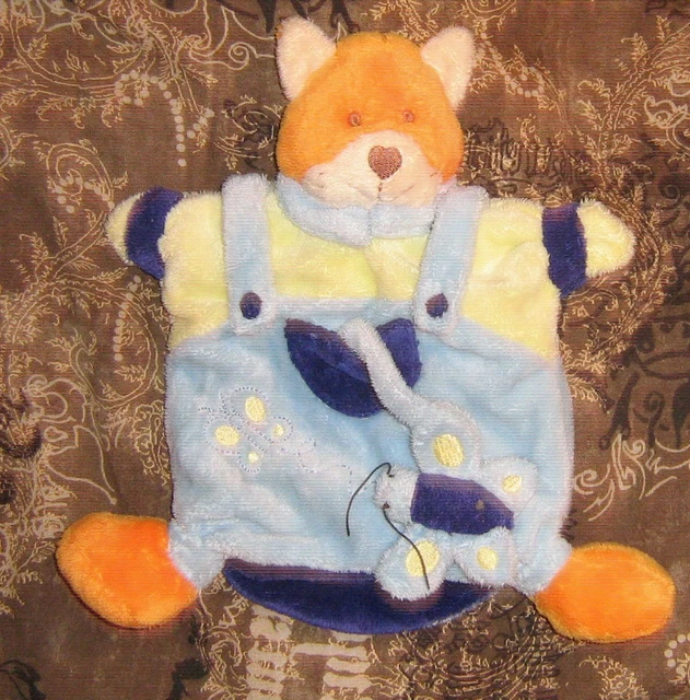 doudou baby nat renard bleu marionnette en TBE