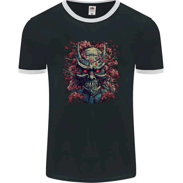 Samurai Oni Mask Bushido Ronin MMA Mens Ringer T-Shirt FotL