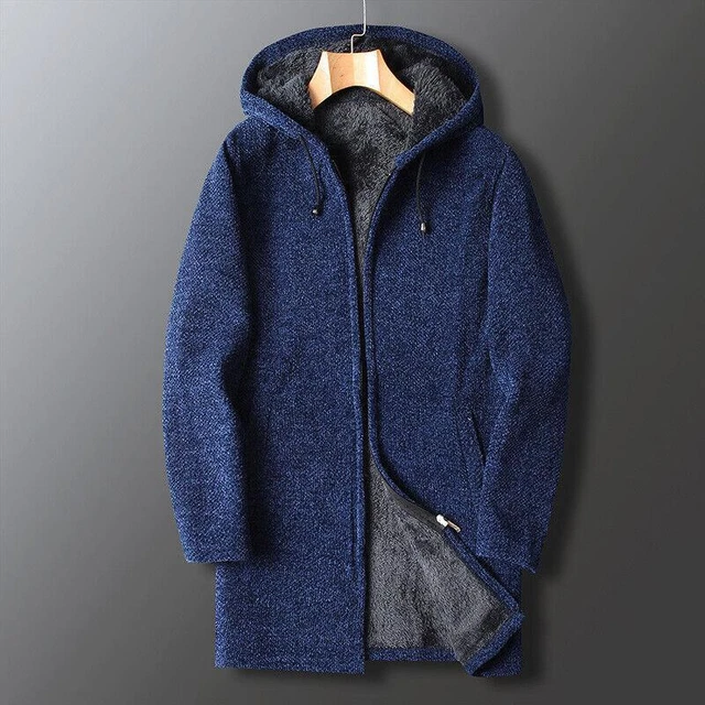 Men Fashion Fleece Lined Hooded Jacket Sweater Coat Warm Cardigan Casual Thicken