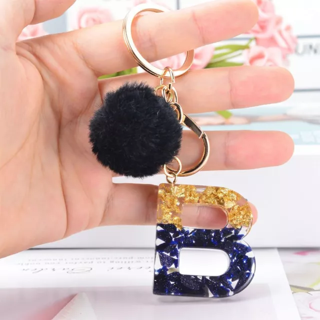 Material Couple Gift Alphabet Key Chain Glitter Keyring Letter Keychain Pendant