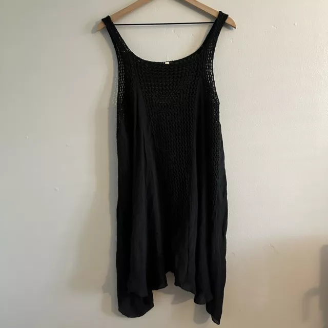 Elan Crochet Insert Swim Cover Up Dress in Black Women’s Size Small Boho Relaxed