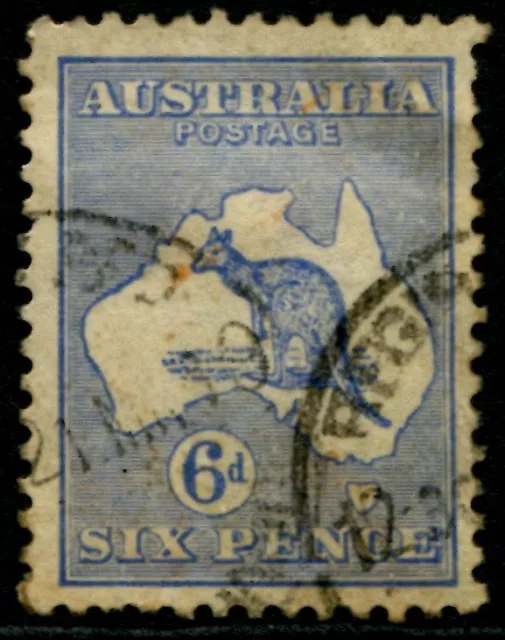 AUSTRALIA - 1915 ROOS  3rd Wmk 6d BLUE Die 2   SG 38  FU Cv $25 [B1651]