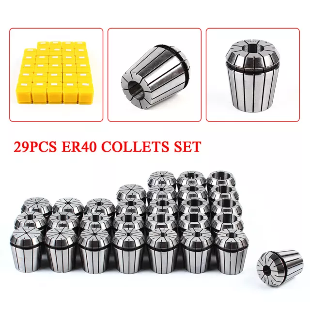 29Pcs Precision Spring Collet Set Milling Lathe CNC Chuck Bit Holder ER40 SALE