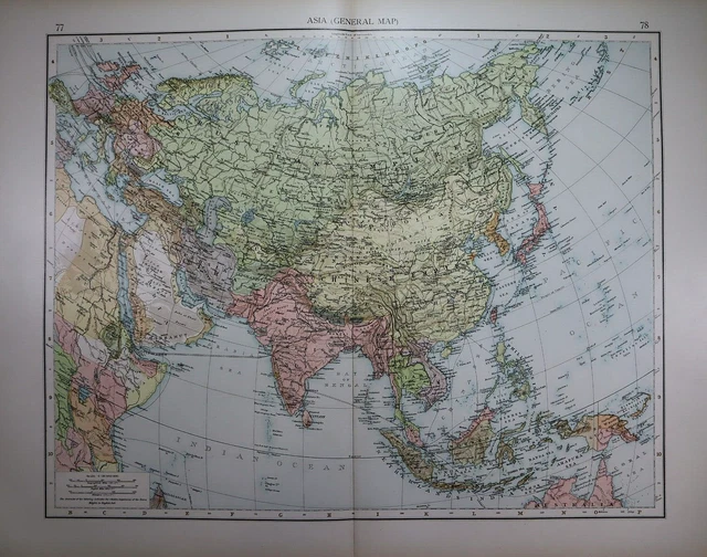 Old (XLG17x22) 1905 Time's Atlas Map ~ ASIA  ~ Free S&H