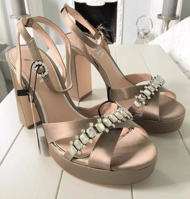 high heel zara heeled sandals with rhinestone straps