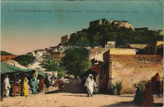 CPA AK MAROC MOULAY-IDRISS Rue et Rocher (10786)