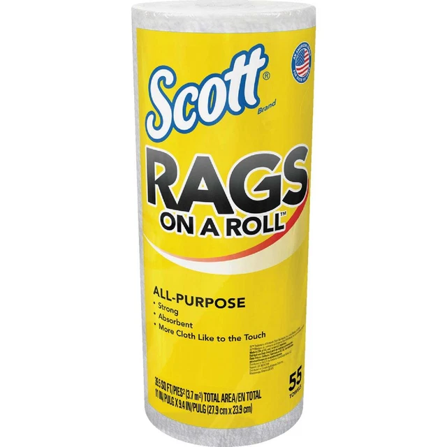 Scott 9.4 In. x 11 In. Rags On A Roll (55-Count) 75230 Pack of 30 Scott 75230