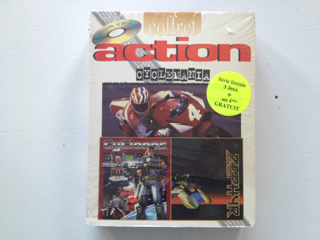 Coffret Action Delphine Software : Cyclemania, Zephyr, Cyclones... PC FR big box neuf blister - Jeux vidéo