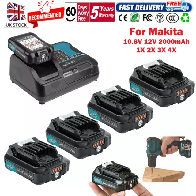 Makita Battery CXT 10.8V-12V 2Ah BL1021B BL1041B 1015 1040 Slide Lithium Charger