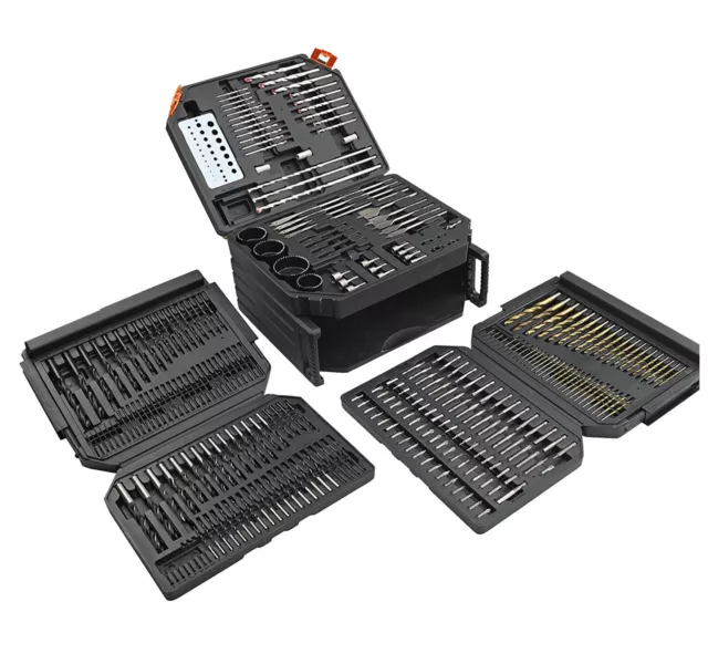 Lumberjack Drill Bit Set 300 Piece HSS Masonry Metal Wood Flat Pozi Bits & Case