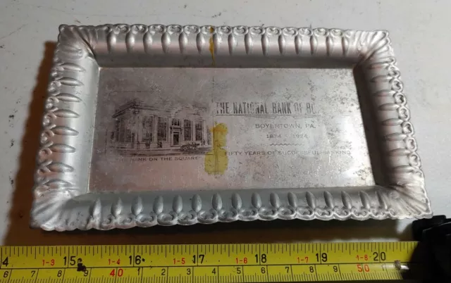 VINTAGE THE NATIONAL Bank of Boyertown PA Building Advertising Metal Tray  $14.99 - PicClick