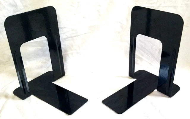 1 Pair Black Metal Bookends Kitchen Heavy Duty Study Non-Skid Tableware 4.7x3.5x7 Book Holder - View #6