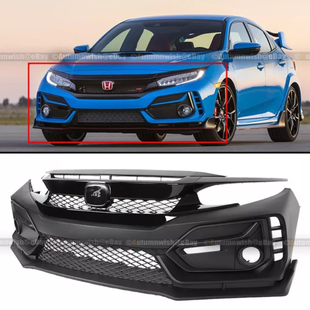 For 19-21 Honda Civic 10th 8PCS Type R Front Bumper Cover Grille Conversion Kit