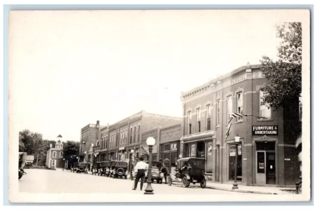 c1910's Undertakers Furniture Store Bank Main Street Cars RPPC Photo Postcard