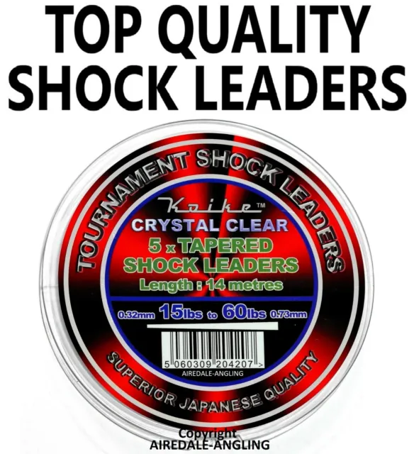 Sea Fishing Tackle -  Japanese Quality Tapered Shock Leader Clear or Yellow Line