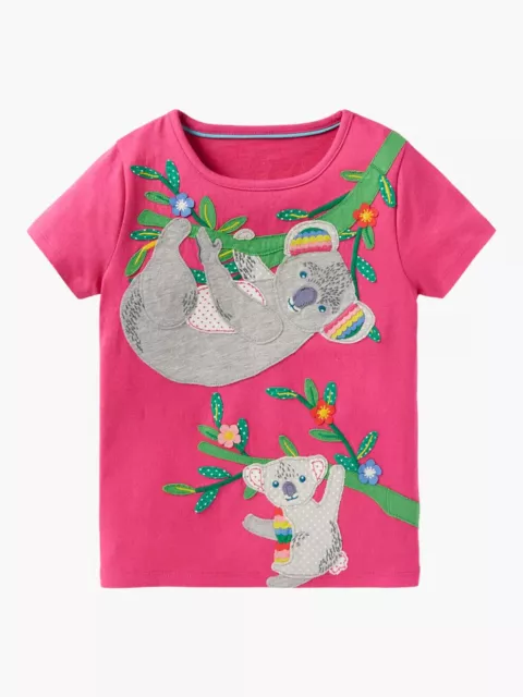 Mini Boden Mädchen kurzärmlig Safari Applikation T-Shirt in Koala Party pink