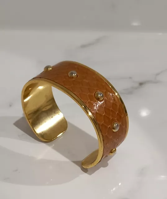ASPINAL OF LONDON Tan Leather Python Studed Cuff 23.00 PicClick UK