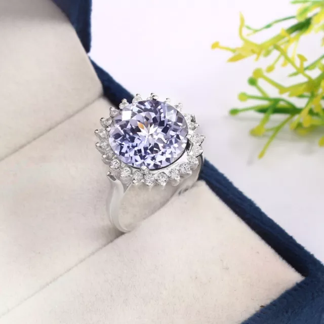 Natural Ceylon Kashmir Blue Sapphire Round Gemstone 925 Silver Handmade Ring