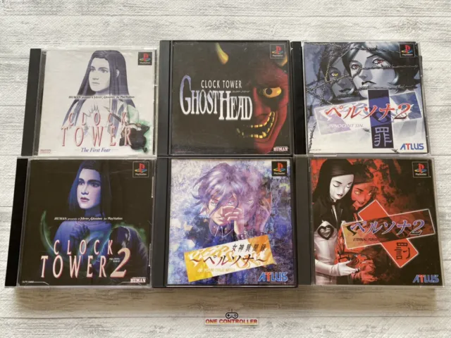 SONY PS One Clock tower 1 2 & Ghost Head & Persona 1 & 2 6games set from Japan