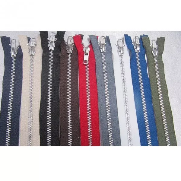 YKK Metal Open End Zip Silver Teeth Choice Of Length & Colour