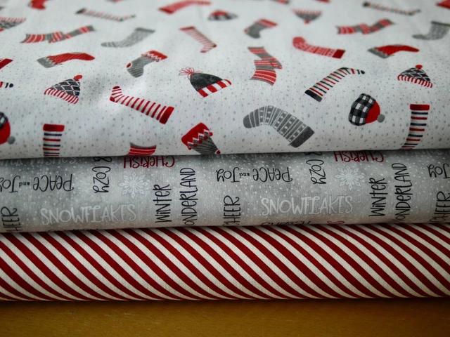 Wilmington Paquete de Tela Weihnachtsstoff Tela Patchwork Gorro, Medias, Rayas