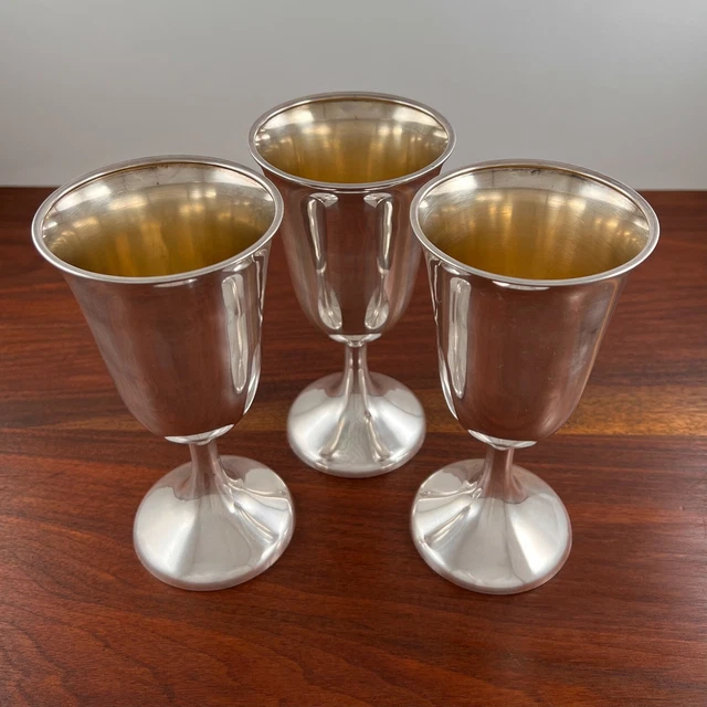 3 American Sterling Silver Parcel Gilt Goblets Classical 20Thc No Monogram