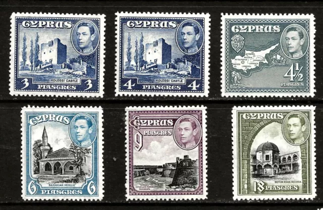 CYPRUS (YO-294) 1938 SG156A-60 INTERMEDIATE VALUES 3p TO 18p FINE MM / MH