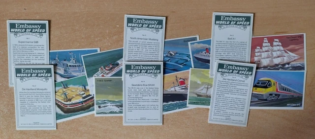 embassy world of speed cigarette cards WILLS: EMBASSY: MODERN Issues: World Of Speed : Set Of 36 Cards Mint  Condition £4.38