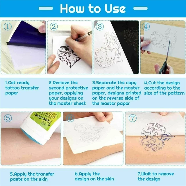 Yesallwas Carta Termica Per Stencil Tatuaggi 15 Fogli A4 4 Strati: Kit Professionale Per Trasferimento Bozzetti