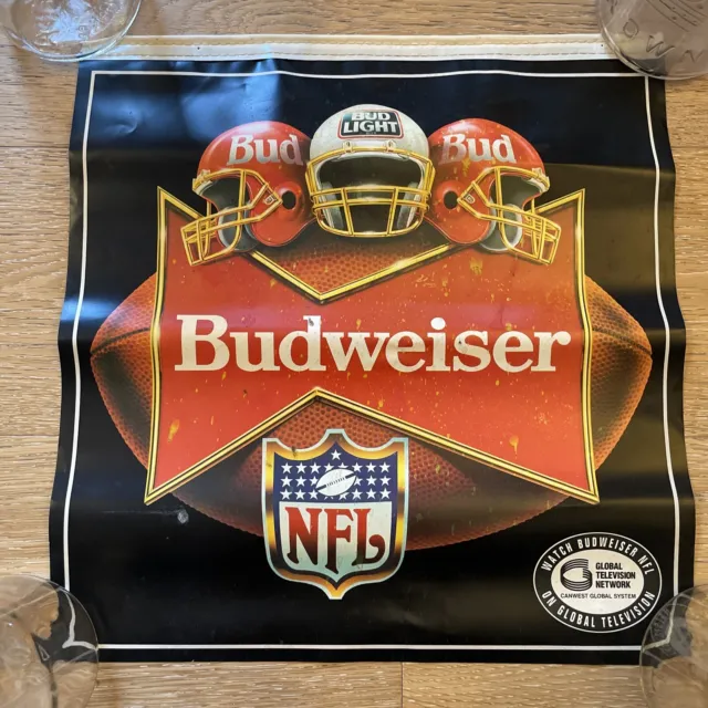 1990s Budweiser NFL x Canwest Global Television Pin-Up Banner Poster 12"x12"