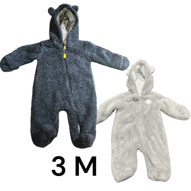 2 Carter's Baby  Puffer  Suit, Snow Suit, Outerwear, Bunting- Blue, Grey- 3M