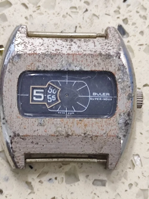 VINTAGE BULER SUPER NOVA Jump watch, Swiss Made, mechanical-Not work ...