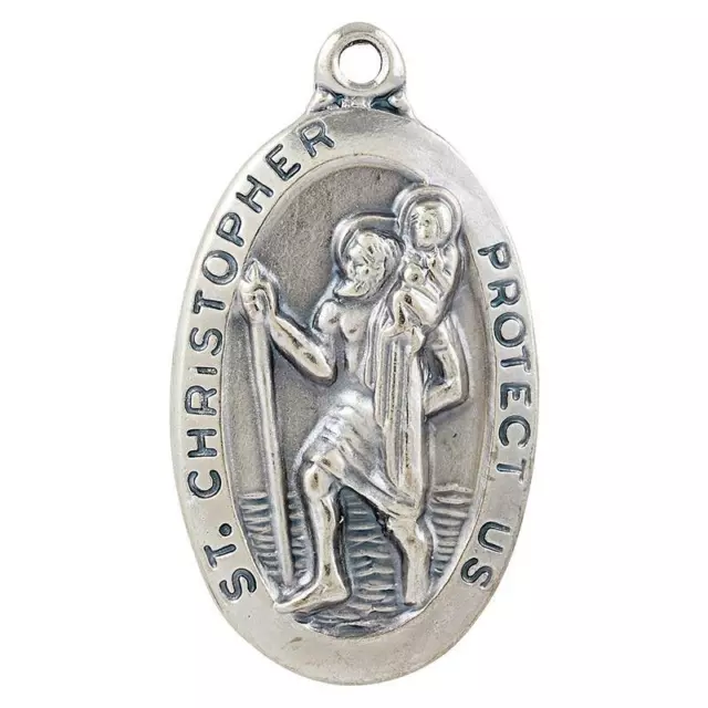 Saint Christopher Oval Medal Size 1.375 in H comes with 24 in L Chain Gift Boxed