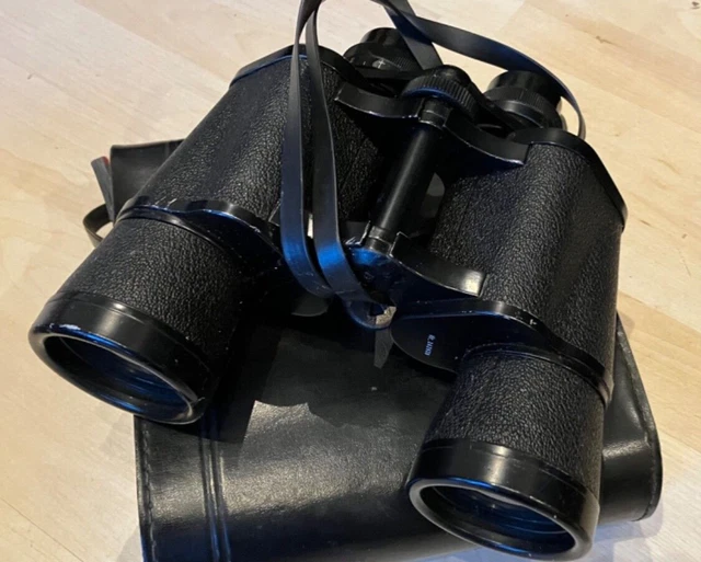 Altes Fernglas Tourist 7x50 Sehfeld 124m schwarz mit Tasche Gebraucht 60-70erJ