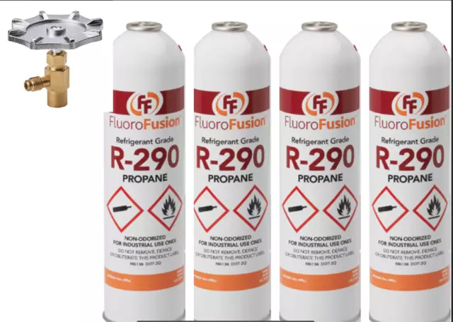 R–290, (4) Large 14 oz. Cans, FluoroFusion, Refrigerant Grade Propane, PV-14XL