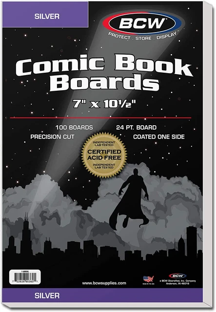 BCW Silver Age Comic Book Backing Boards - 100 Ct