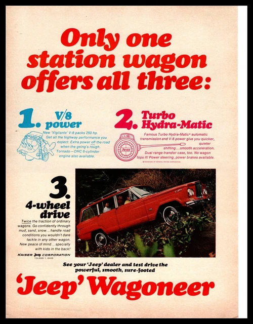 1966 Jeep Wagoneer V-8 Turbo Hydra-Matic Transmission 4-Wheel Drive Print Ad