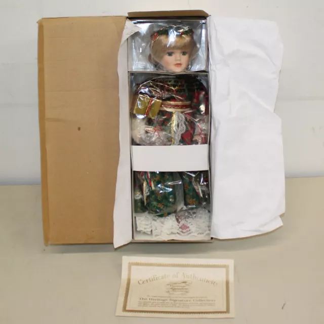 Heritage Signature Collection Porcelain Doll #30018 Christmas Nicole w/ Box/CoA
