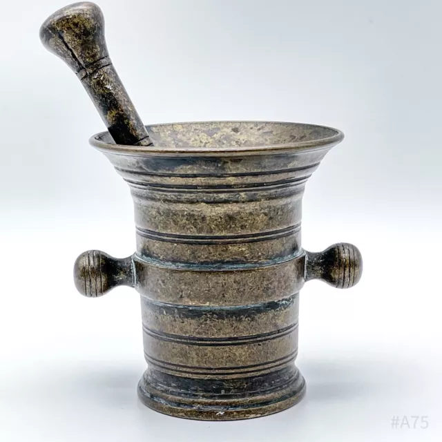 Antique Brass Mortar Pharmacy Mortar With Pestle/Tappet Brass - 6, 5x10cm