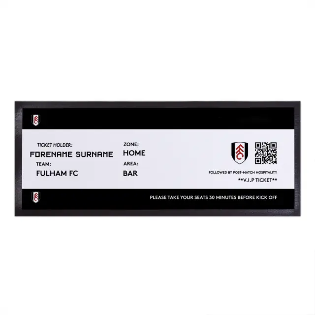 Fulham FC Officially Licensed - Ticket - Personalised Bar Runner