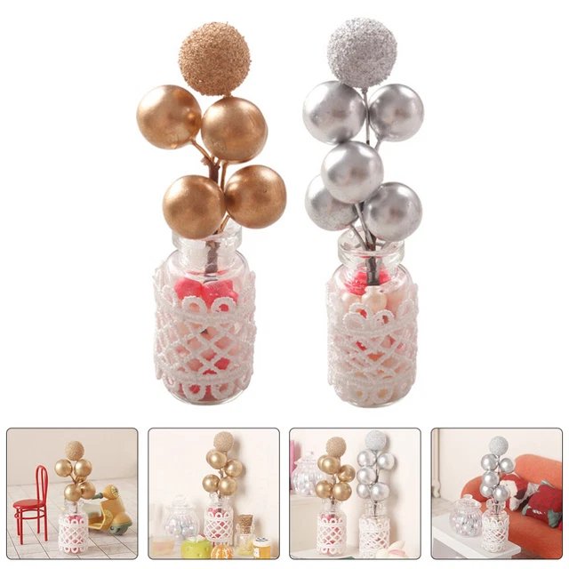 2 Pcs Doll House Potted Plant Pretend Play Toy Dollhouse Bonsai Small Bonsai