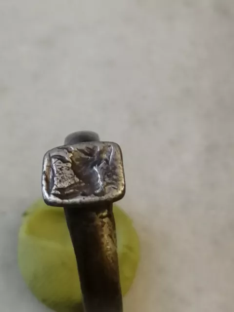 Antique Rare Late Medieval, Pre Georgian Silver Lion Seal Signet Ring US- 9,25 3