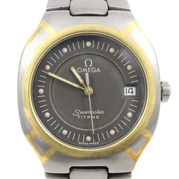 Omega Seamaster Titanio Data Usato Quarzo Orologio da Uomo Autentico Funzionanti